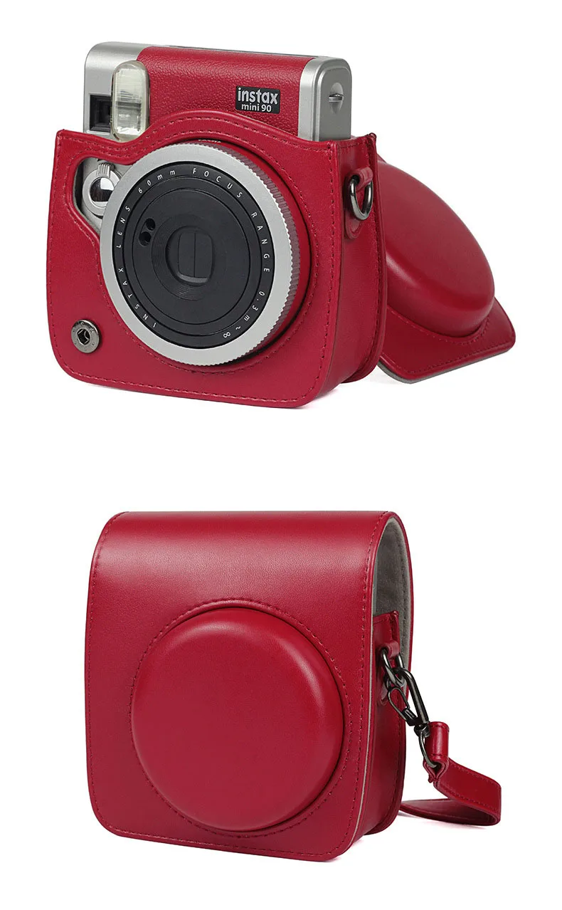 Zakao Funda de piel sint/ética para c/ámara Fujifilm Fuji Instax Mini 90 Mini90 incluye correa para el hombro y bolsa peque/ña